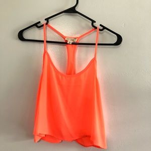 Neon Orange Flowy Crop Top